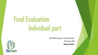 Final Evaluation
Individual part
BA-ATCM ● Semester 1 ● Final Evaluation
10th January 2014
Vladislav Nedelev
 