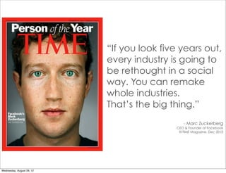 “If you look five years out,
                           every industry is going to
                           be rethought...