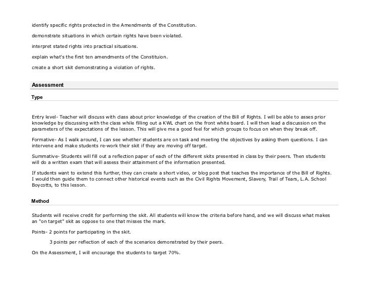 Lesson Plan Bill of Rights