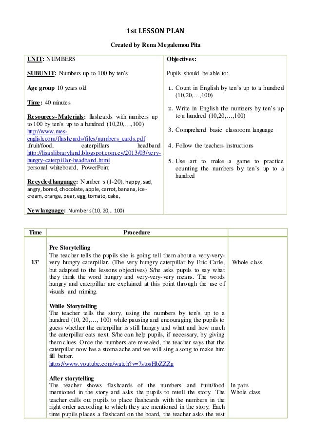 1st Lesson Plan Numbers 1st Lesson Plan Numbers