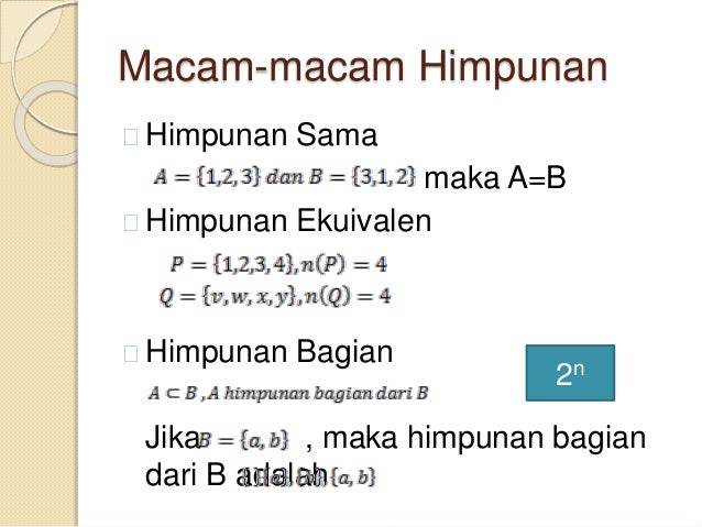 Contoh Soal Himpunan Ekuivalen - Pembahasan Soal