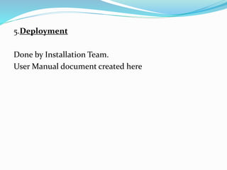 5.Deployment
Done by Installation Team.
User Manual document created here
 