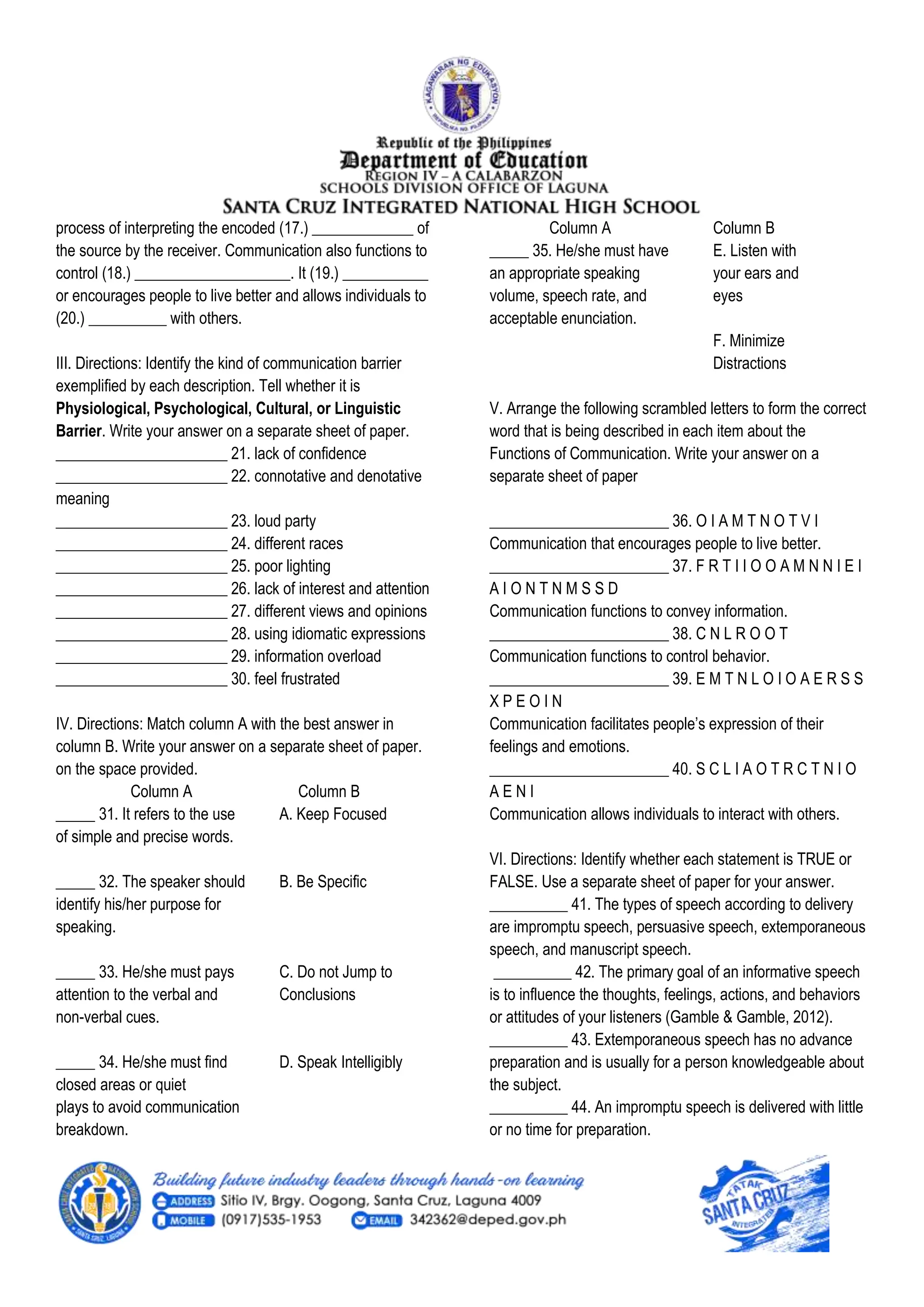1st Periodical Exam in Oral Communication_Answer Key.docx