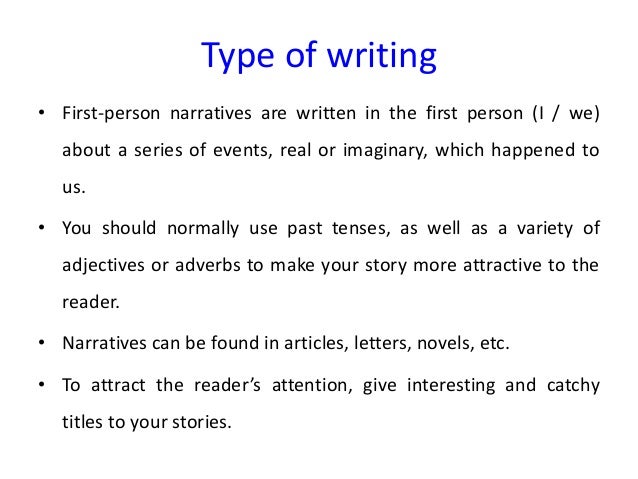 first person narrative writing character