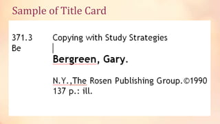 Title Card Catalog Example