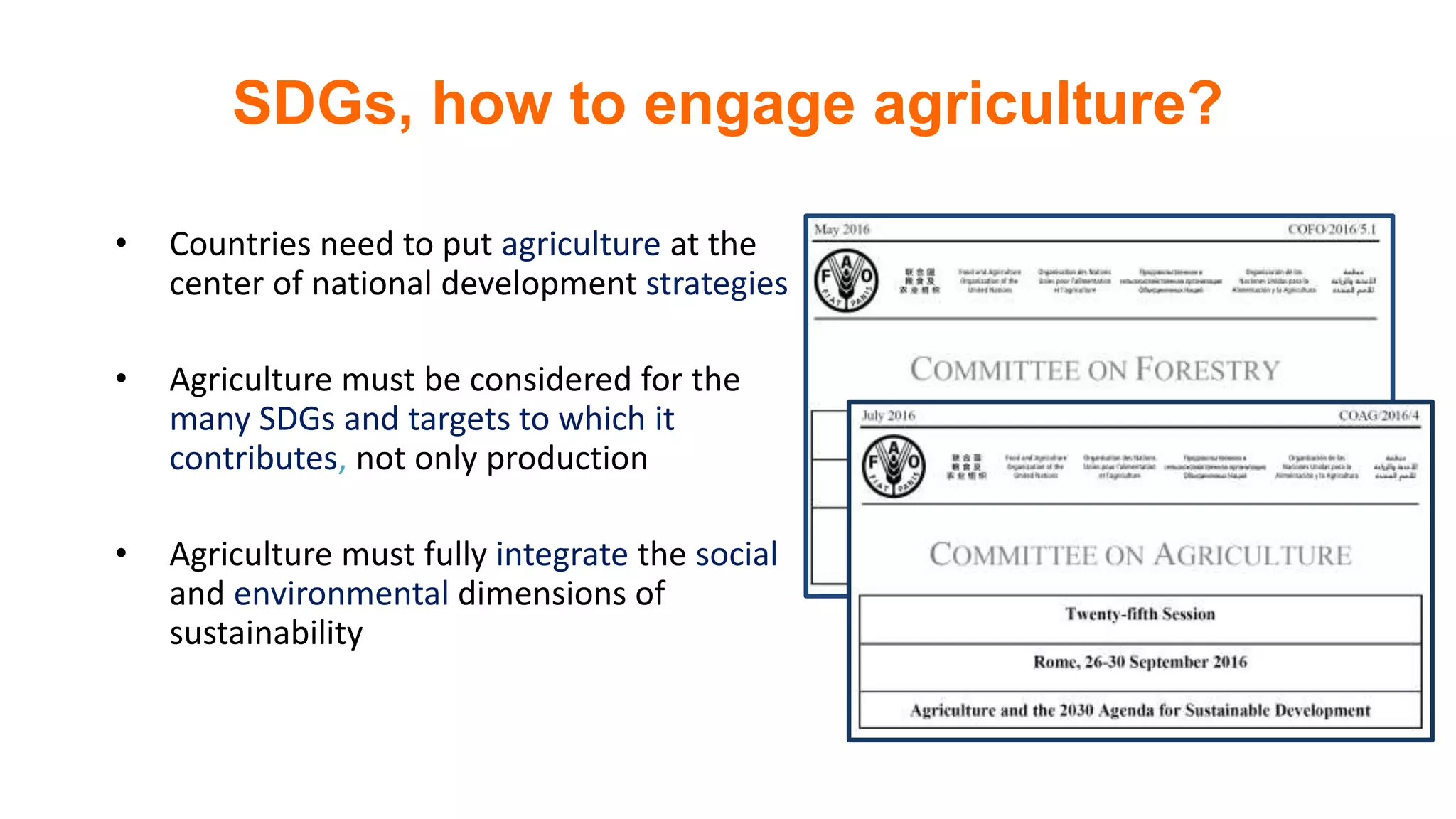 Placing Food and Agriculture on the national SDGs agenda | PPTX
