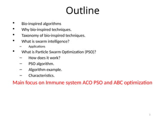 Bio inspired techniques and swarm intelligence | PPTX