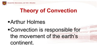 Theory of Convection
Arthur Holmes
Convection is responsible for
the movement of the earth’s
continent.
 