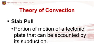 Theory of Convection
 Slab Pull
• Portion of motion of a tectonic
plate that can be accounted by
its subduction.
 