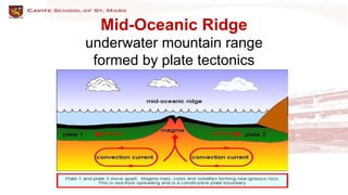 Mid-Oceanic Ridge
underwater mountain range
formed by plate tectonics
 