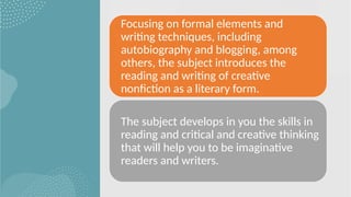 Themes and Techniques for Creative Writing | PPTX