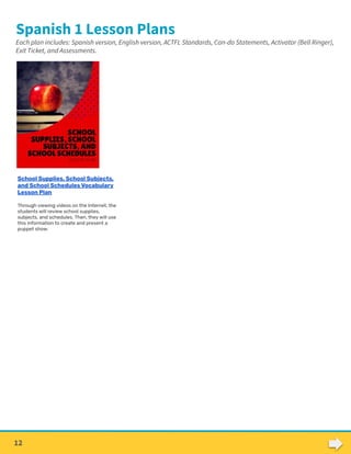 1st Quarter Quarter Spanish Lesson Plans for High School: Class Guide ...