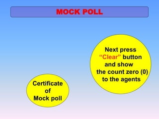 Next press
“Clear” button
and show
the count zero (0)
to the agents
Certificate
of
Mock poll
MOCK POLL
 