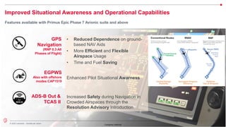 15
© 2022 Leonardo - Società per azioni
Company Internal
Improved Situational Awareness and Operational Capabilities
Features available with Primus Epic Phase 7 Avionic suite and above
• Reduced Dependence on ground-
based NAV Aids
• More Efficient and Flexible
Airspace Usage
• Time and Fuel Saving
Enhanced Pilot Situational Awarness
Increased Safety during Navigation in
Crowded Airspaces through the
Resolution Advisory Introduction
GPS
Navigation
(RNP 0.3 All
Phases of Flight)
EGPWS
Also with offshore
modes CAP1519
ADS-B Out &
TCAS II
 