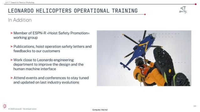 24
© 2022 Leonardo - Società per azioni
Company Internal
LH 1st Search & Rescue Workshop
 