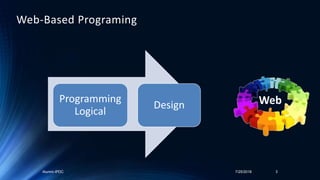 Programming
Logical
Design
Alumni-IPDC 7/25/2018 3
Web
Web-Based Programing
 