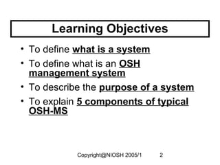 Occupational safety and health (OSH) in the Organisation | PPT