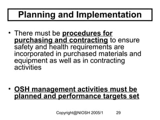 Occupational safety and health (OSH) in the Organisation | PPT