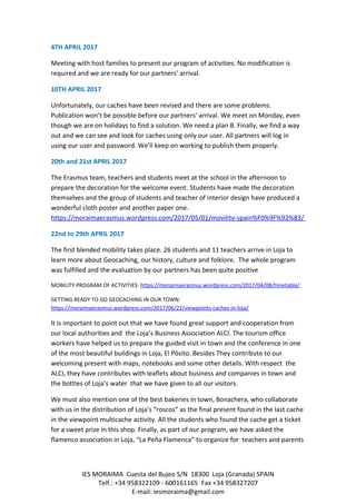 1st year activities Spanish Erasmus team | DOC