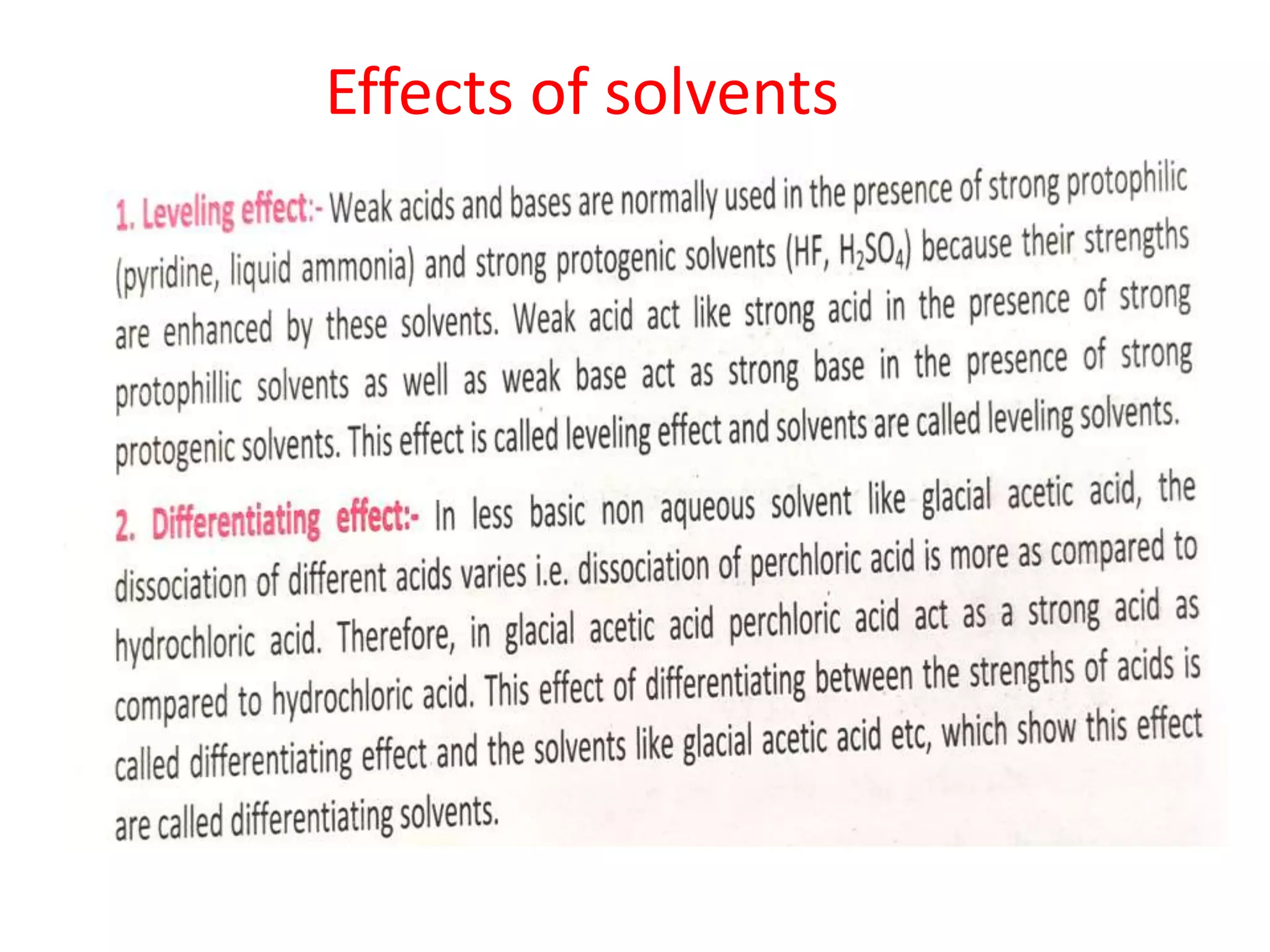 Effects of solvents
 