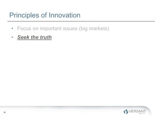 26
Principles of Innovation
• Focus on important issues (big markets)
• Seek the truth
• Be disciplined
• Try things-when ...