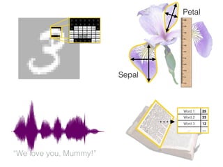 0 0 0 0 0 0 0
0 0 0 0 0 0 0
0 155 255 255 255 155 0
255 255 255 255 255 255 255
255 155 78 78 155 255 255
255 0 0 0 0 155 255
“We love you, Mummy!”
Petal
Sepal
Word 1 25
Word 2 23
Word 3 12
… …
 