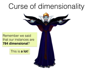 Curse of dimensionality
Remember we said
that our instances are
784 dimensional?
This is a lot!
 