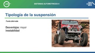 Tipología de la suspensión
SISTEMAS AUTOMOTRICES II
Puentedeformable
Desventajas: mayor
inestabilidad
 