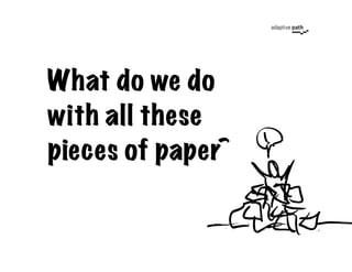 What do we do
with all these
pieces of paper?
 