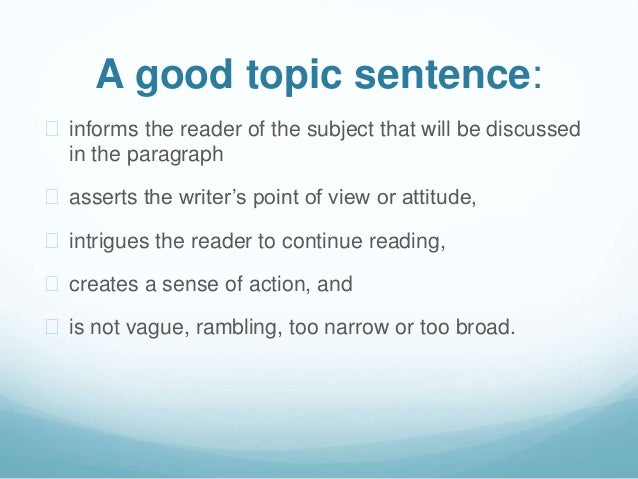 essay topic sentence
