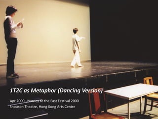 1T2C as Metaphor (Dancing Version)
Apr 2000, Journey to the East Festival 2000
Shouson Theatre, Hong Kong Arts Centre
 