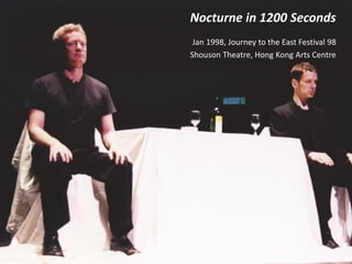 Nocturne in 1200 Seconds
Jan 1998, Journey to the East Festival 98
Shouson Theatre, Hong Kong Arts Centre
 