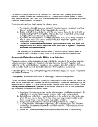 BestCare Laboratory, Client Manual | DOC