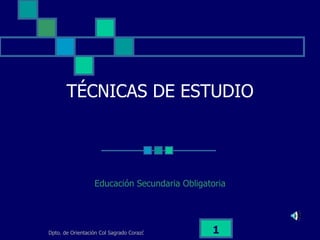 TÉCNICAS DE ESTUDIO Educación Secundaria Obligatoria 