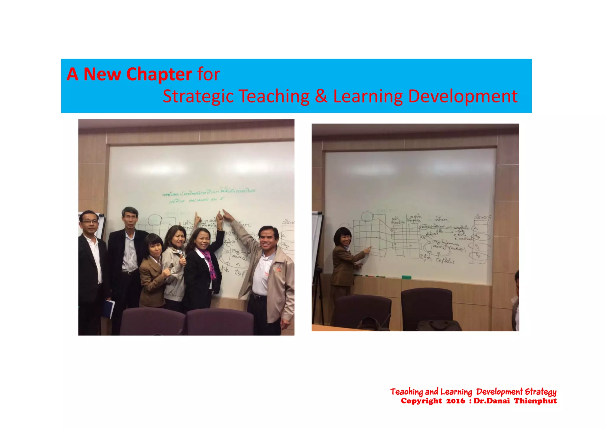 A N Ch t fA New Chapter for  
Strategic Teaching & Learning Development 
Teaching and Learning Development Strategy
Copyright 2016 : Dr.Danai Thienphut
 