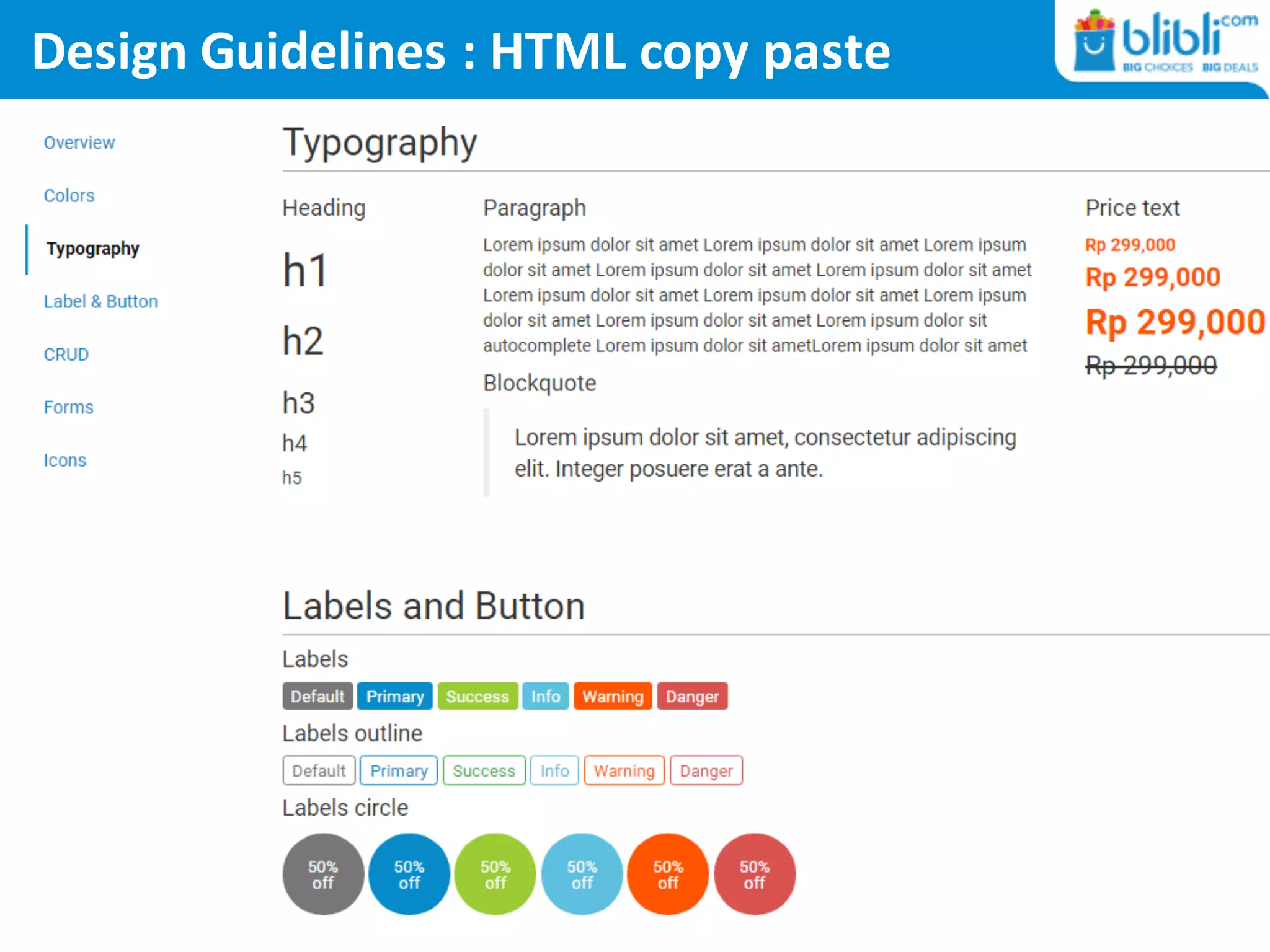 Design	Guidelines :	HTML	copy paste
 