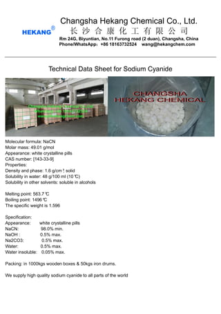Sodium Cyanide, Potassium Cyanide for gold mining extraction