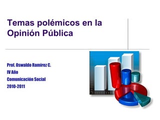 Temas polémicos en la 
Opinión Pública 
Prof. Oswaldo Ramírez C. 
IV Año B 
Comunicación Social 
Universidad Monteavila 
2014-2015 
 