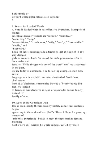 Inscrutable Examples 1TEN QUICK WAYS TOANALYZE CHILDRENS BOOKSFOR SEXISM AND RACI.docx