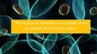¿Por qué se le considera a la célula como
la unidad de los seres vivos?
 