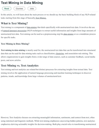 Text mining steps with examples and sample | PDF | Search | Internet
