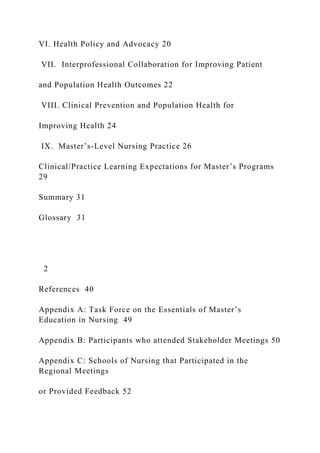 1 The Essentials of Master’s Education in Nursing | DOCX