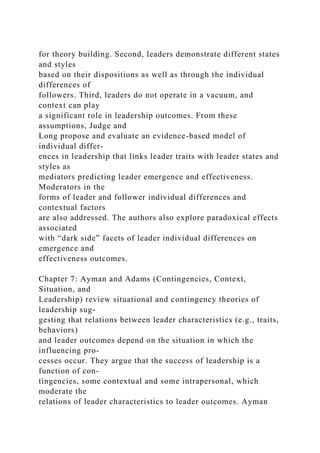 1 The Evolution of Leadership Theory Although the pra.docx
