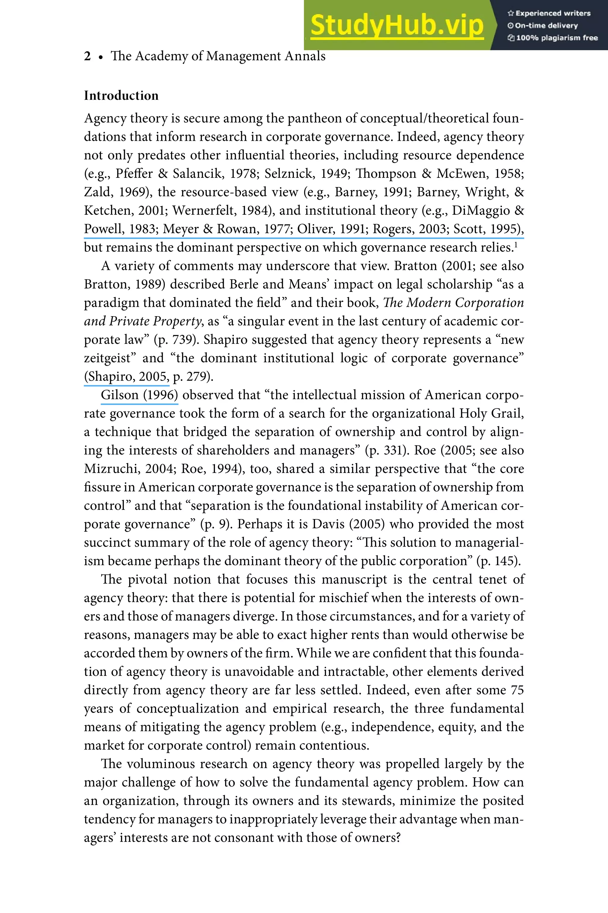 1 The Fundamental Agency Problem And Its Mitigation | PDF