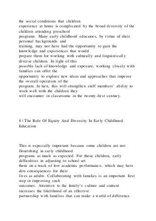 1 The Role Of Equity And Diversity In Early Childhood Educat | DOCX