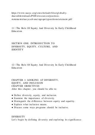 1 The Role Of Equity And Diversity In Early Childhood Educat | DOCX