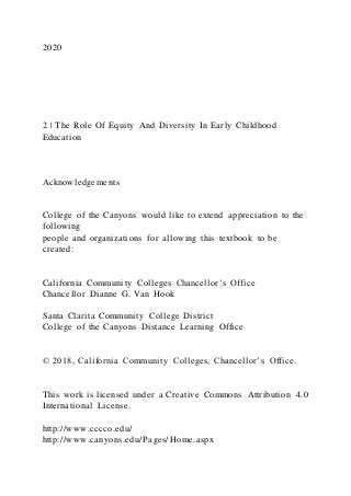 1 The Role Of Equity And Diversity In Early Childhood Educat | DOCX