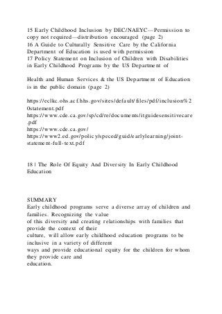 1 The Role Of Equity And Diversity In Early Childhood Educat | DOCX