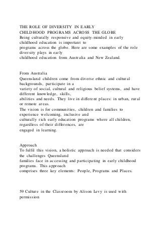 1 The Role Of Equity And Diversity In Early Childhood Educat | DOCX