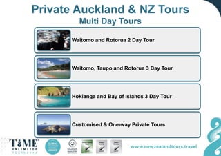 Private Auckland & NZ Tours
Multi Day Tours
Waitomo and Rotorua 2 Day Tour
Waitomo, Taupo and Rotorua 3 Day Tour
Hokianga and Bay of Islands 3 Day Tour
Customised & One-way Private Tours
 